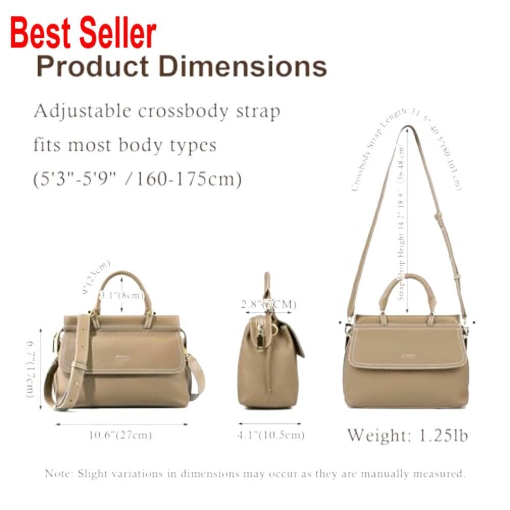 Genuine Leather Satchel Crossbody Bag with Adjustable Strap - Picture 4 of 7